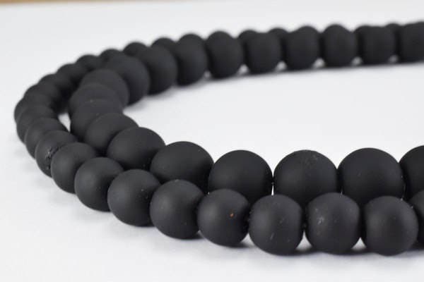 Glass Beads Matte Black Rubber Over Glass Size 8mm/10mm Round For Jewelry Making Item#789222045401