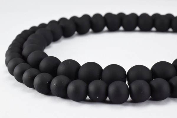 Glass Beads Matte Black Rubber Over Glass Size 8mm/10mm Round For Jewelry Making Item#789222045401