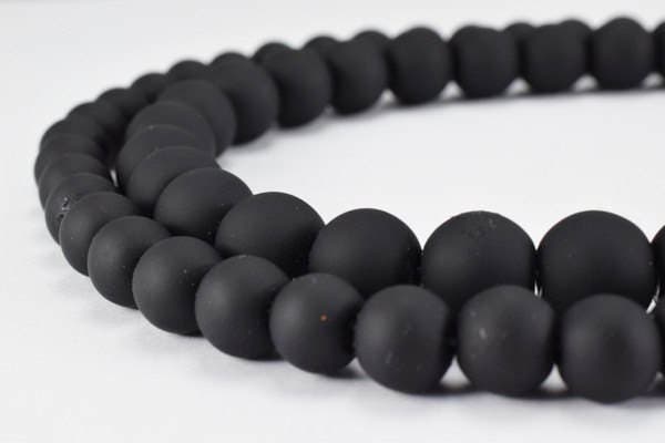 Glass Beads Matte Black Rubber Over Glass Size 8mm/10mm Round For Jewelry Making Item#789222045401