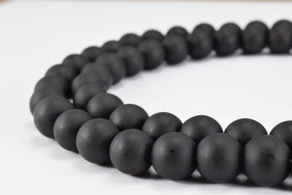Glass Beads Matte Black Glass Size 10mm Round For Jewelry Making Item#789222045418