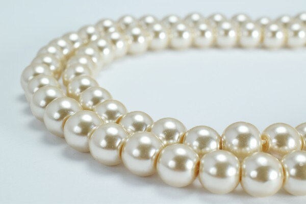 Ivory Glass Pearl Round Beads Size 8mm Shine Round Ball Beads for Jewelry Making Item#789222045487