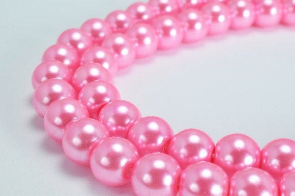 Pink Glass Pearl Round Beads Size 10mm Shine Round Ball Beads for Jewelry Making Item#789222045463