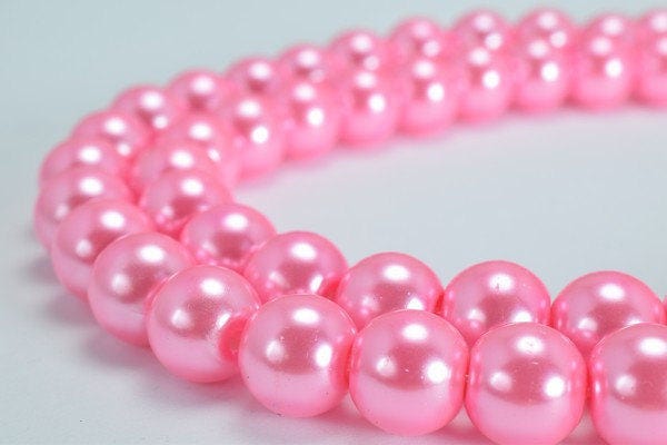 Pink Glass Pearl Round Beads Size 10mm Shine Round Ball Beads for Jewelry Making Item#789222045463