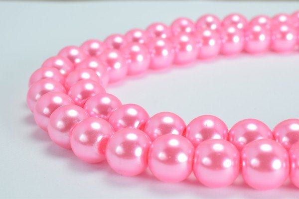 Pink Glass Pearl Round Beads Size 10mm Shine Round Ball Beads for Jewelry Making Item#789222045463