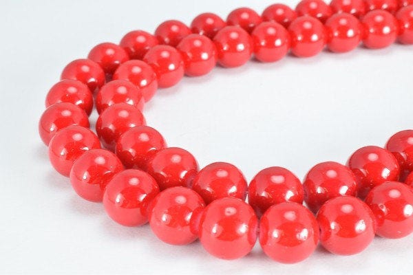 Red Glass Beads Round 12mm Shine Round Beads For Jewelry Making Item #789222045678