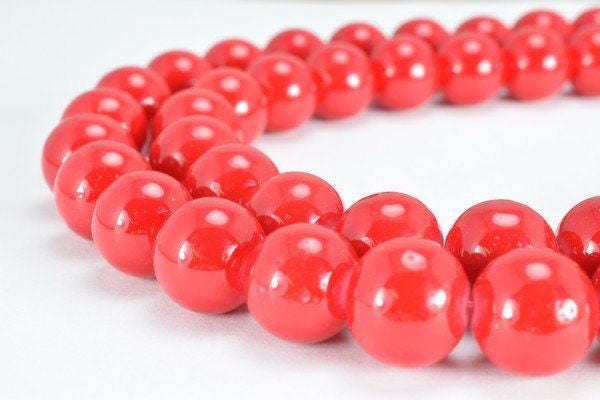 Red Glass Beads Round 12mm Shine Round Beads For Jewelry Making Item #789222045678