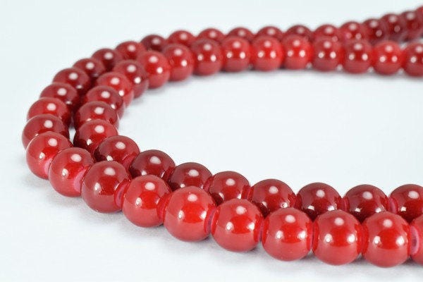 Dark Red Glass Beads Round 8mm Shine Round Beads For Jewelry Making Item #789222045777