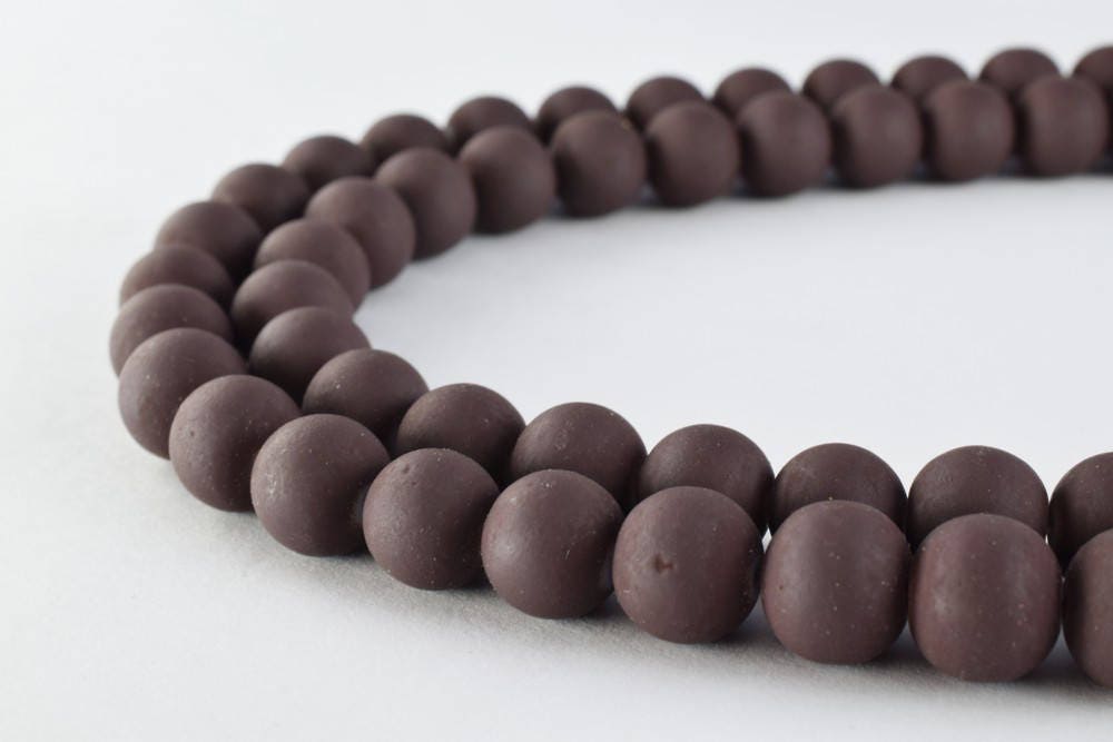 Glass Beads Matte Brown Rubber Over Glass Size 10mm Round For Jewelry Making Item#789222046002