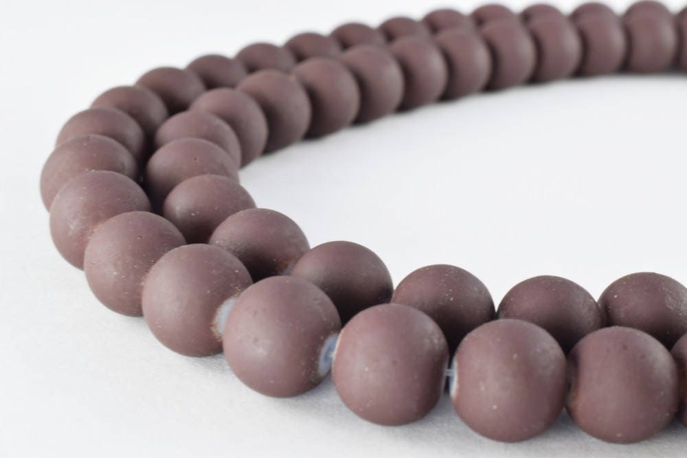 Glass Beads Matte Brown Rubber Over Glass Size 10mm Round For Jewelry Making Item#789222046002