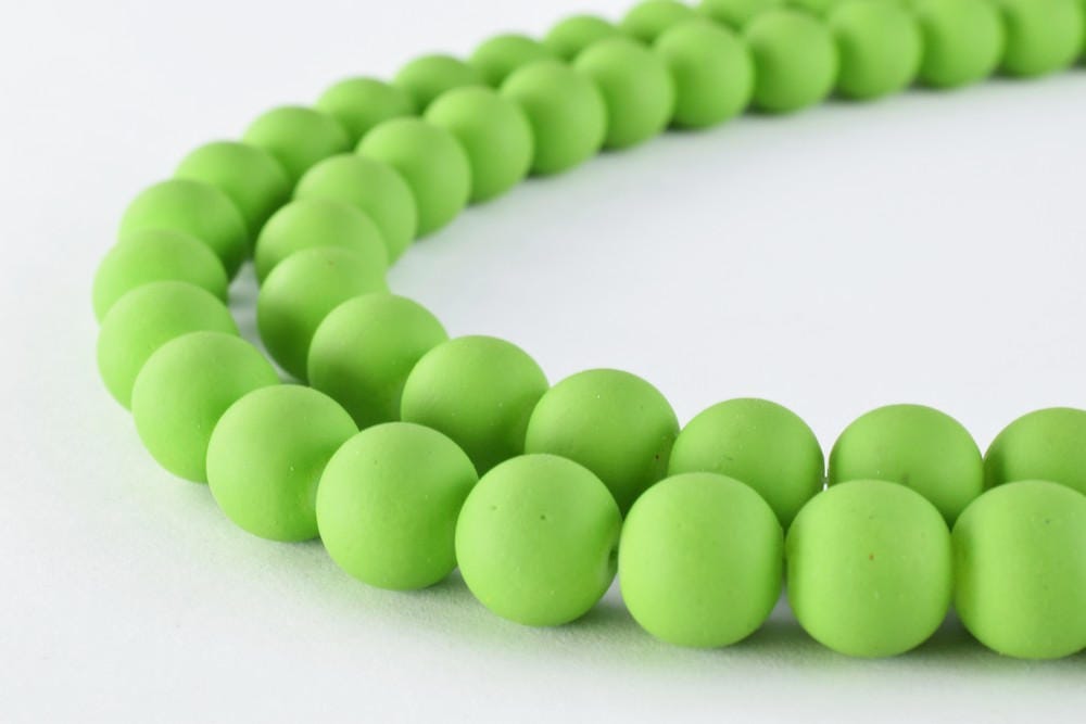 Glass Beads Matte Green Rubber Over Glass Size 8mm/10mm Round For Jewelry Making Item#789222045999