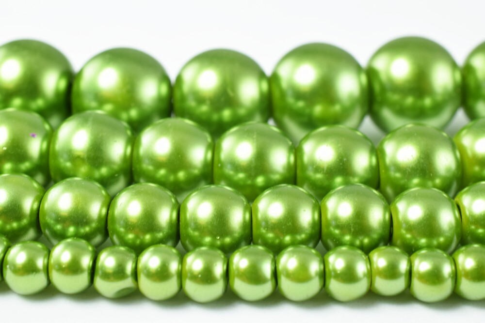 Glass Pearl Beads Round Light Olive Green Size 4mm/6mm/8mm/10mm Shine Round Ball Beads for Jewelry Making Item#789222046316