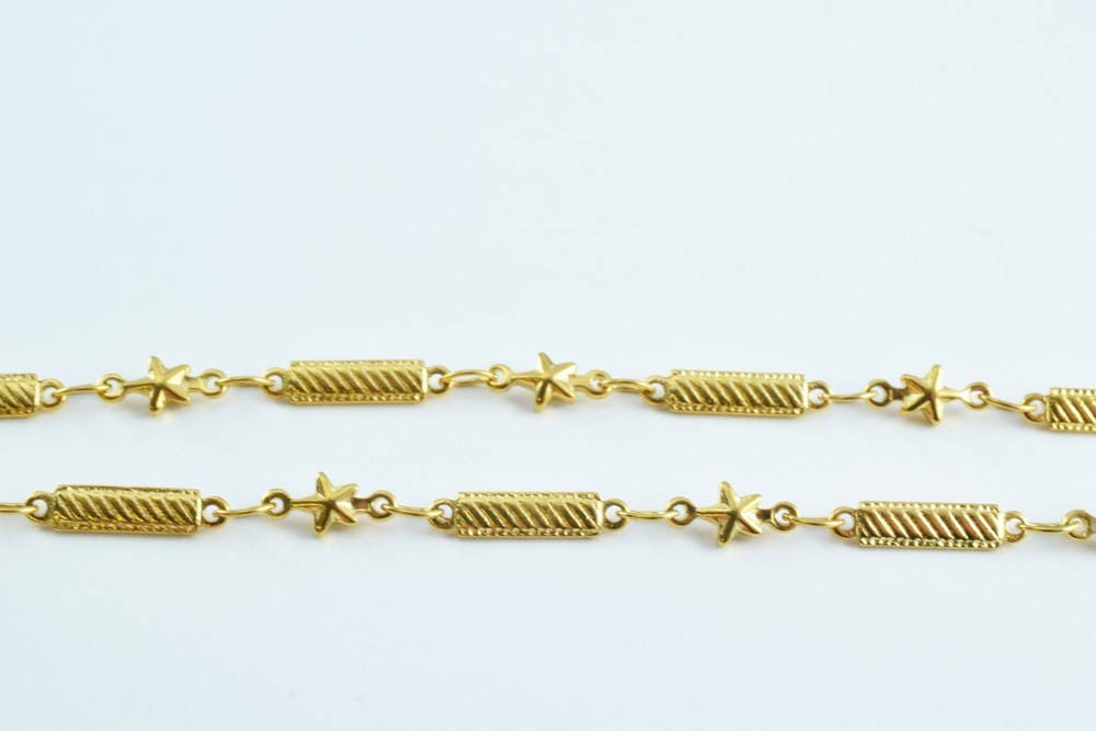 Gold Filled EP Bar and Star Chain 18KT Gold Filled Size 18.5" and 23" inches Long 4.5mm Width /2mm Thickness CG17, CG17A