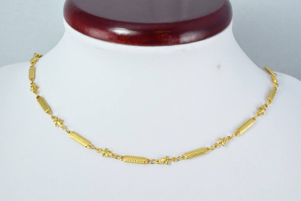 Gold Filled EP Bar and Star Chain 18KT Gold Filled Size 18.5" and 23" inches Long 4.5mm Width /2mm Thickness CG17, CG17A