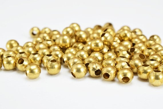 4mm Brass Round Beads, 100 PCs, Smooth Seamless Spacer Beads for Jewelry Making