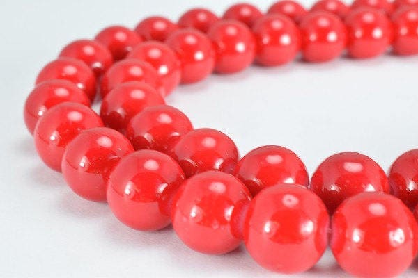 Red Glass Beads Round 12mm Shine Round Beads For Jewelry Making Item #789222045678