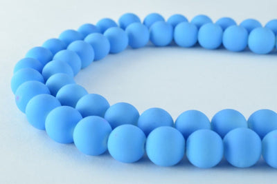 Glass Beads Matte Blue Rubber Over Glass Size 10mm Round For Jewelry Making Item#789222046040