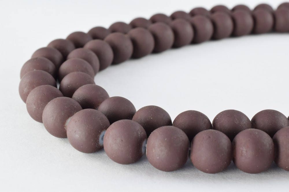 Glass Beads Matte Brown Rubber Over Glass Size 10mm Round For Jewelry Making Item#789222046002