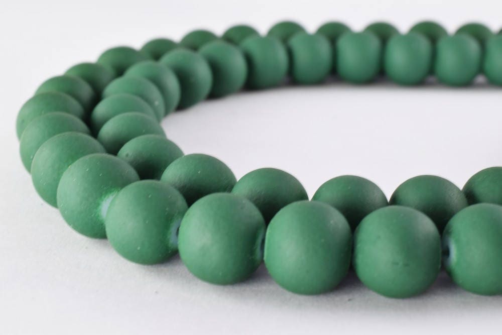 Glass Beads Matte Green Rubber Over Glass Size 8mm/10mm Round For Jewelry Making Item#789222045968