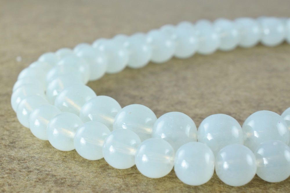 Milky White Color Glass Beads Round 8mm/10mm Shine Round Beads For Jewelry Making Item #789222046187