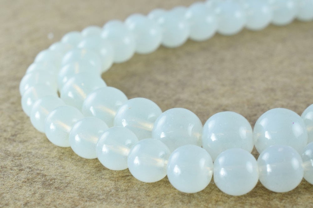 Milky White Color Glass Beads Round 8mm/10mm Shine Round Beads For Jewelry Making Item #789222046187