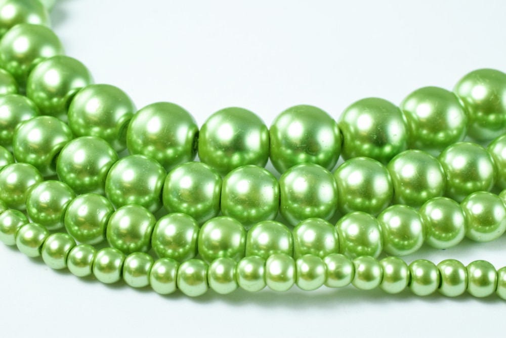 Glass Pearl Beads Light Green Size 4mm/6mm/8mm/10mm Shine Round Ball Beads for Jewelry Making Item#789222046446