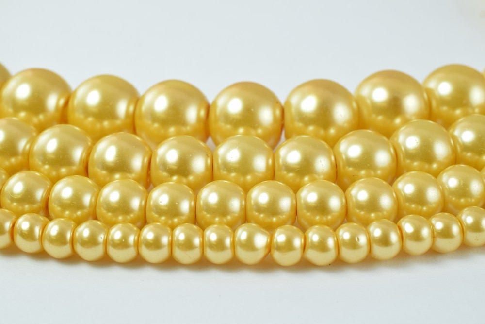 Glass Pearl Beads Round Gold Size 4mm/6mm/8mm/10mm Shine Round Ball Beads for Jewelry Making Item#789222046279