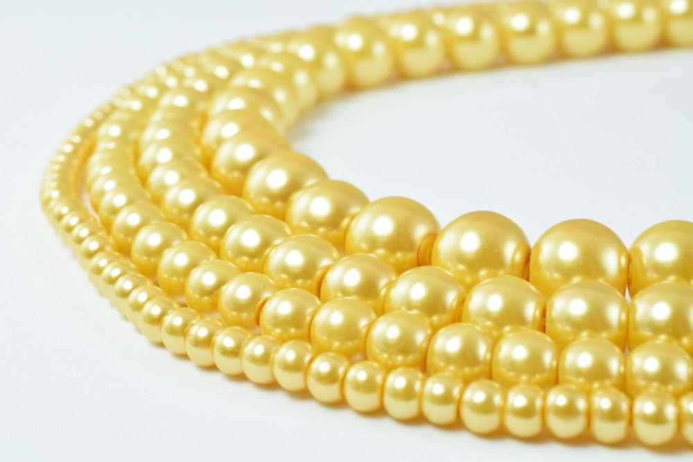 Glass Pearl Beads Round Gold Size 4mm/6mm/8mm/10mm Shine Round Ball Beads for Jewelry Making Item#789222046279