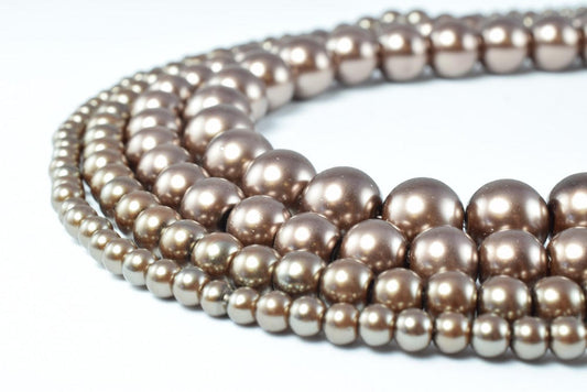 Bronze Color Glass Pearl Beads Round Size 4mm/6mm/8mm/10mm Shine Round Ball Beads for Jewelry Making Item#789222046392