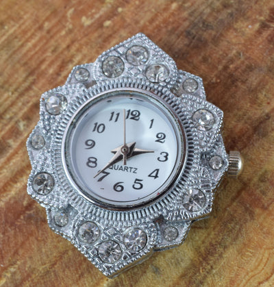 Mixed Sizes Silver Plated Antique Style Watch Face,Rhinestone Encrusted Watch Face, Unique Watches, Round Watch Face,Silver Watch Face
