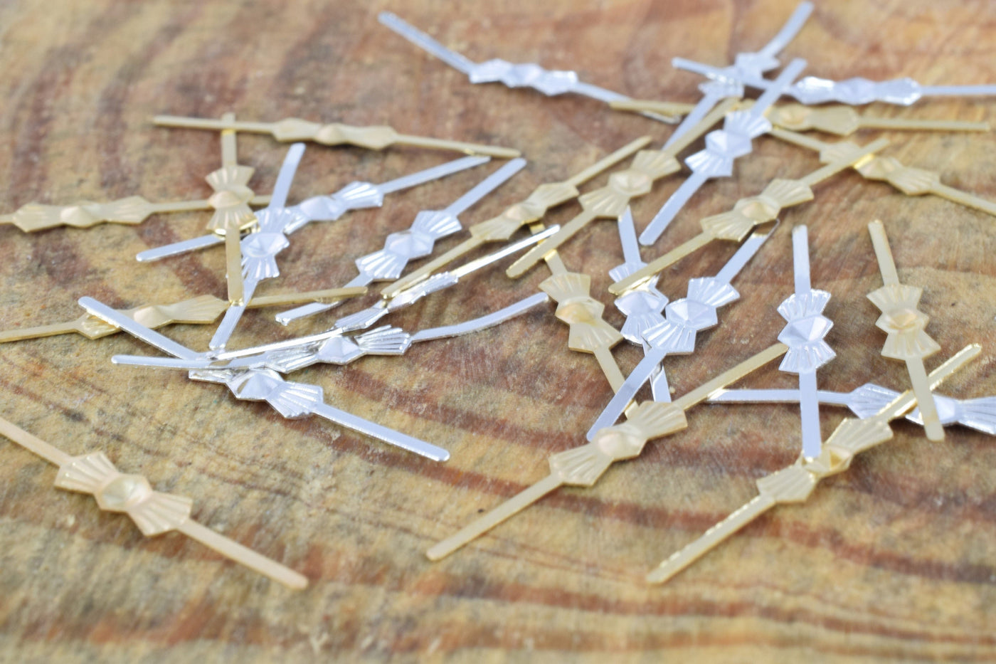 33mm Gold/Silver Tone Bowtie Chandelier Pins/Pack of 100pcs/Craft SuppliesTools/Chandelier Connector/Gold Bowtie/Bowtie Connector