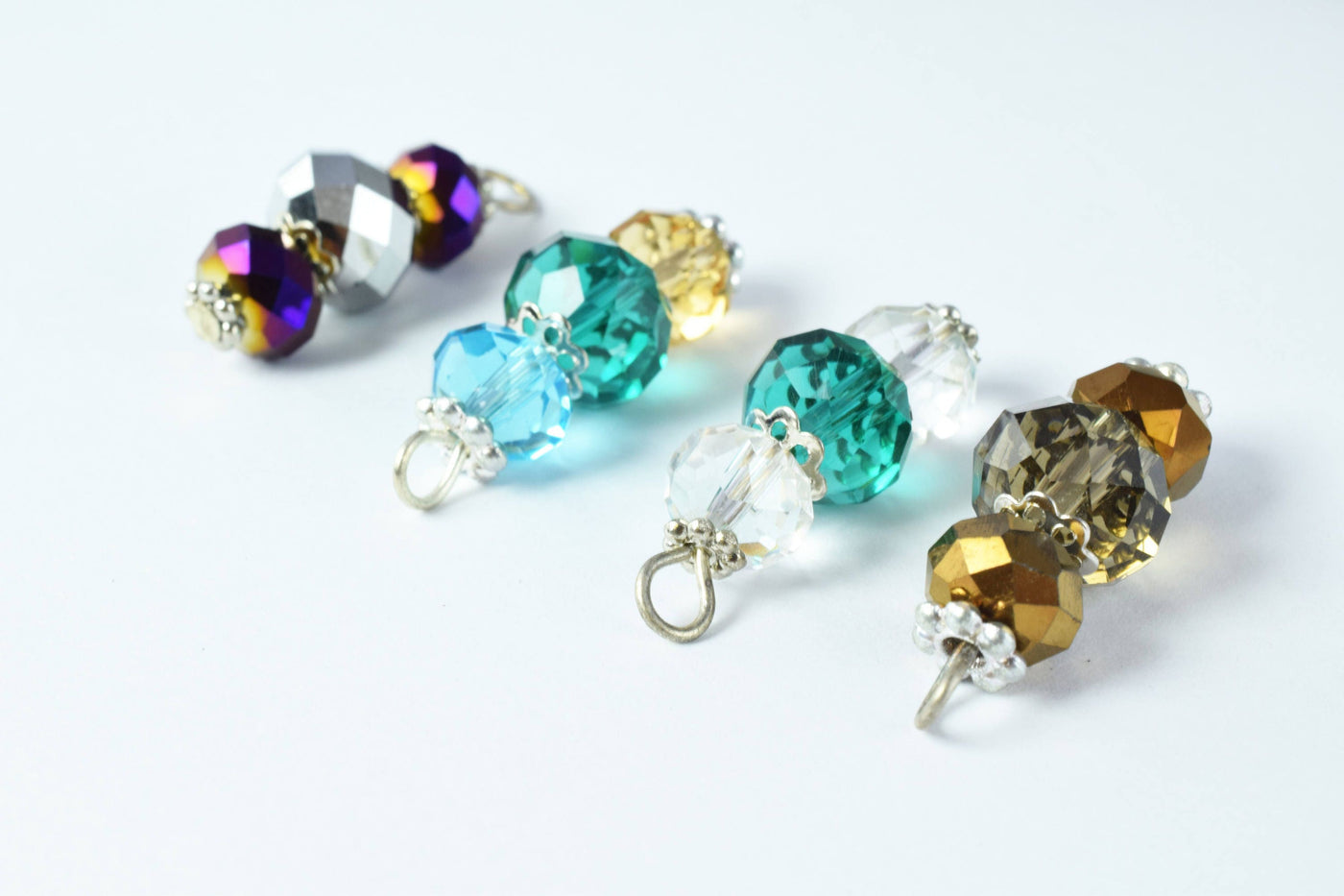 Faceted Crystal Gemstone Bead Earring Connector Findings/2-Tier Crystal /3-Tier Crystal Bead Connector/earring findings/earring connector