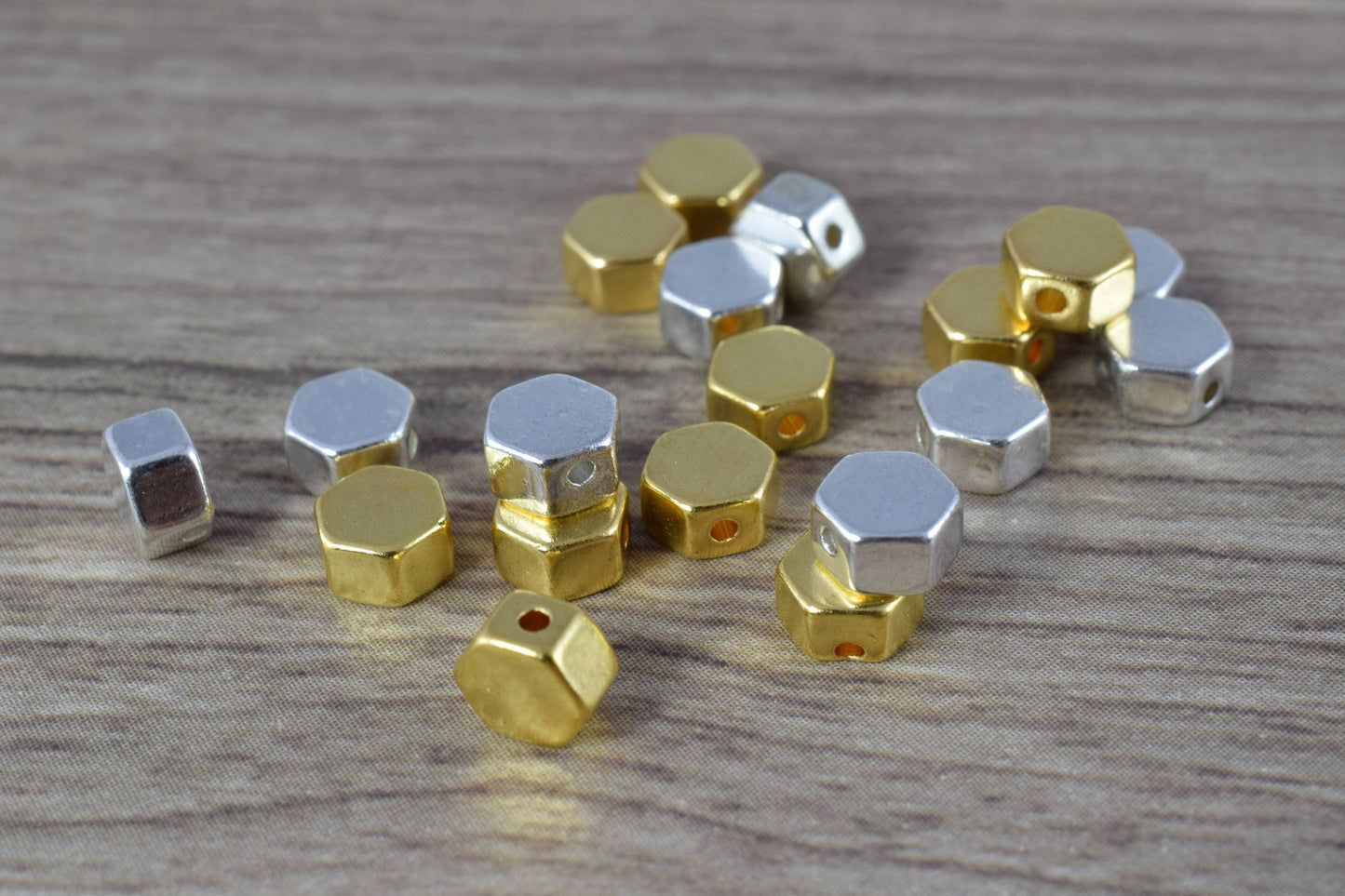 6mm Heptagon Gold/SilverAlloy Jewelry Beads 13pcs per Pack Beads/ beads Jewellery/Ncklace beads/Czech beads/Pressed Beads, Wholesale Alloy,