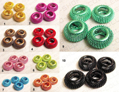 6 PCs Wire Mesh Beads Basketball wives large hole metal jewelry big hoop earring chunky bead jewelry making