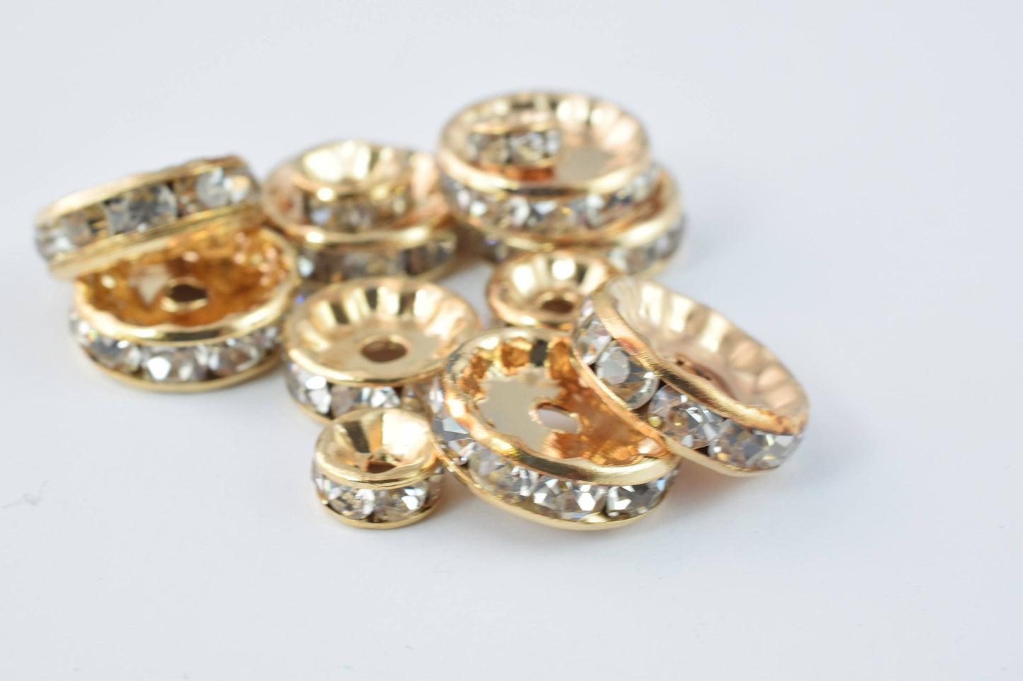 5mm/6mm/7mm/8mm/10mm/12mm Roundel Rhinestone Rose Gold Beads Clear Rhinestones/Roundel Bead/Roundel Beads/Wholesale Roundel beads