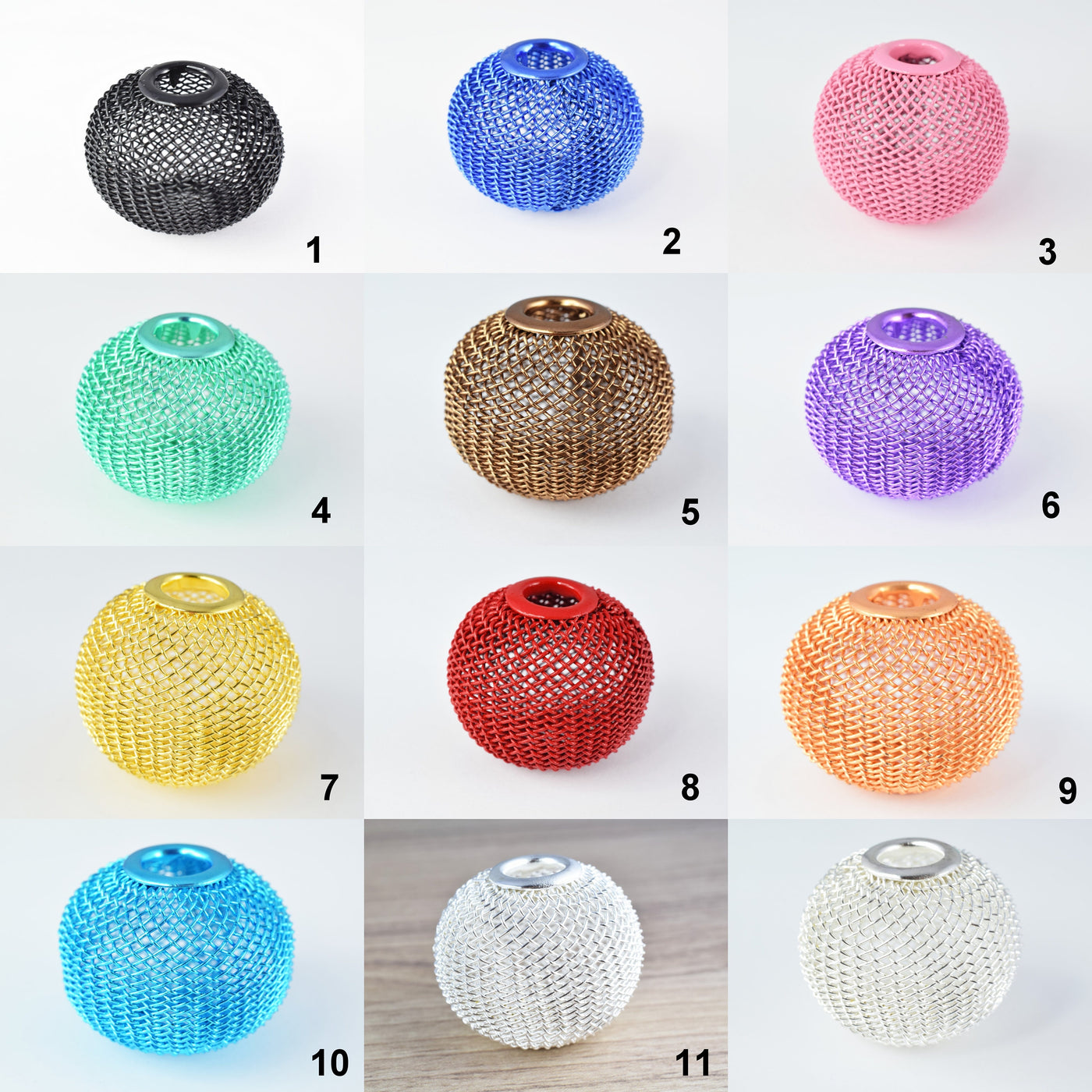 6 PCs Wire Mesh Beads Basketball wives large hole Round Beads 30mm metal jewelry big hoop earring chunky bead jewelry making