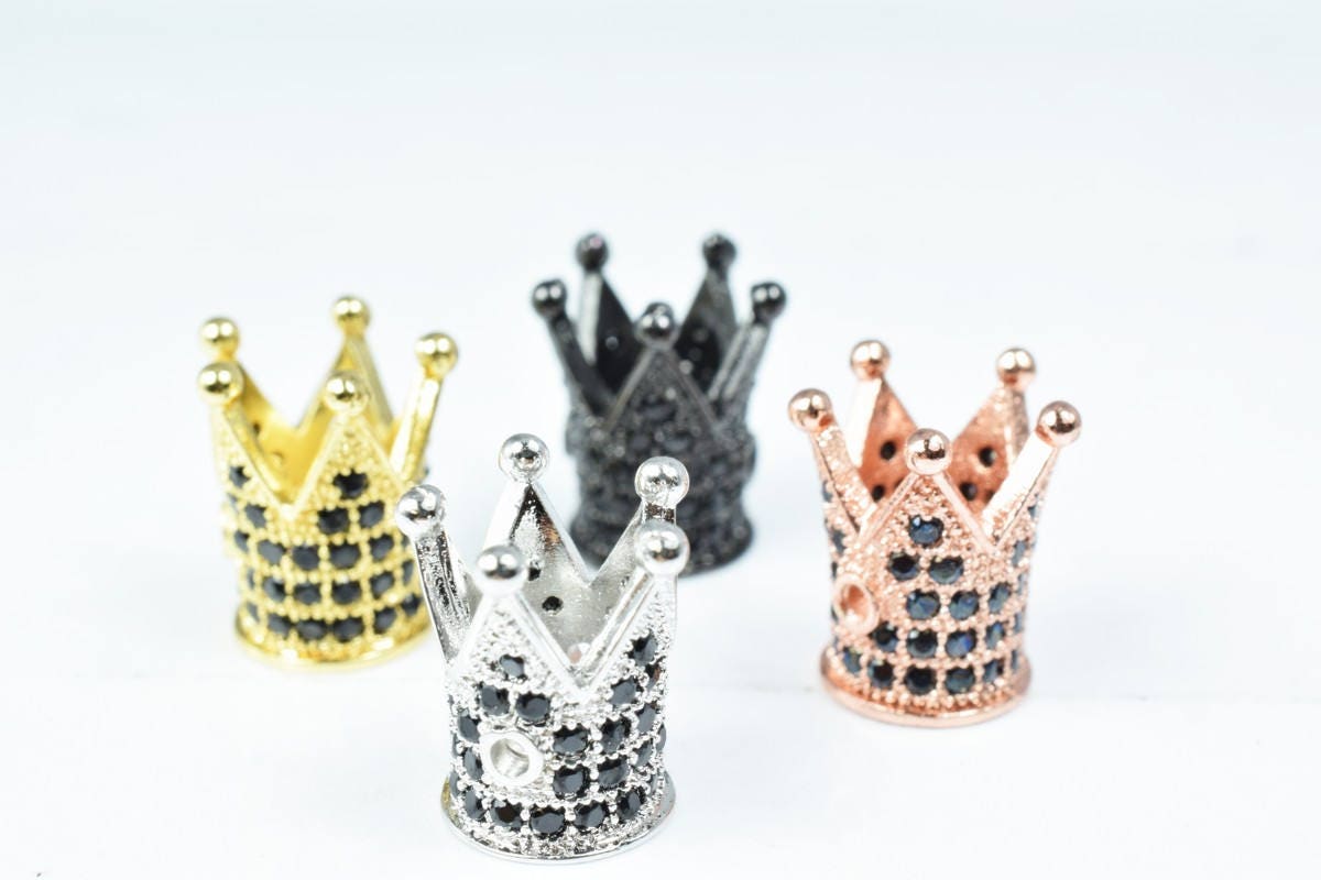 Crown Micro Pave CZ Rhinestone Spacer Beads High Quality 4 Colors