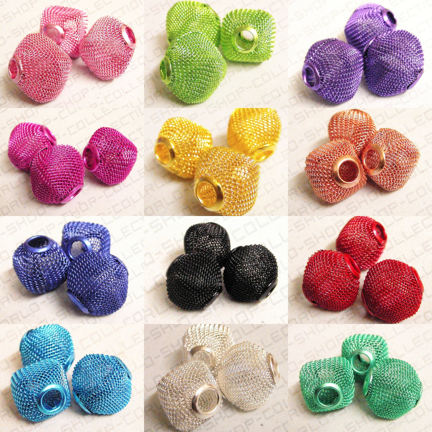 6 PCs Wire Mesh Beads Basketball wives large hole Square Beads 15mm metal jewelry big hoop earring chunky bead jewelry making