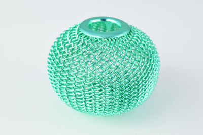 6 PCs Wire Mesh Beads Basketball wives large hole Round Beads 30mm metal jewelry big hoop earring chunky bead jewelry making