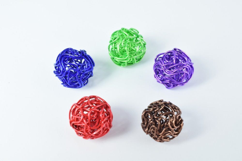 6 PCs Openwork Wire Metal Round Beads Ball Hollow Twist Ball Basketball wives Beads jewelry big hoop earring chunky bead jewelry making