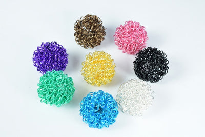 6 PCs Openwork Wire Metal Round Beads Ball Hollow Twist Ball Basketball wives Beads jewelry big hoop earring chunky bead jewelry making