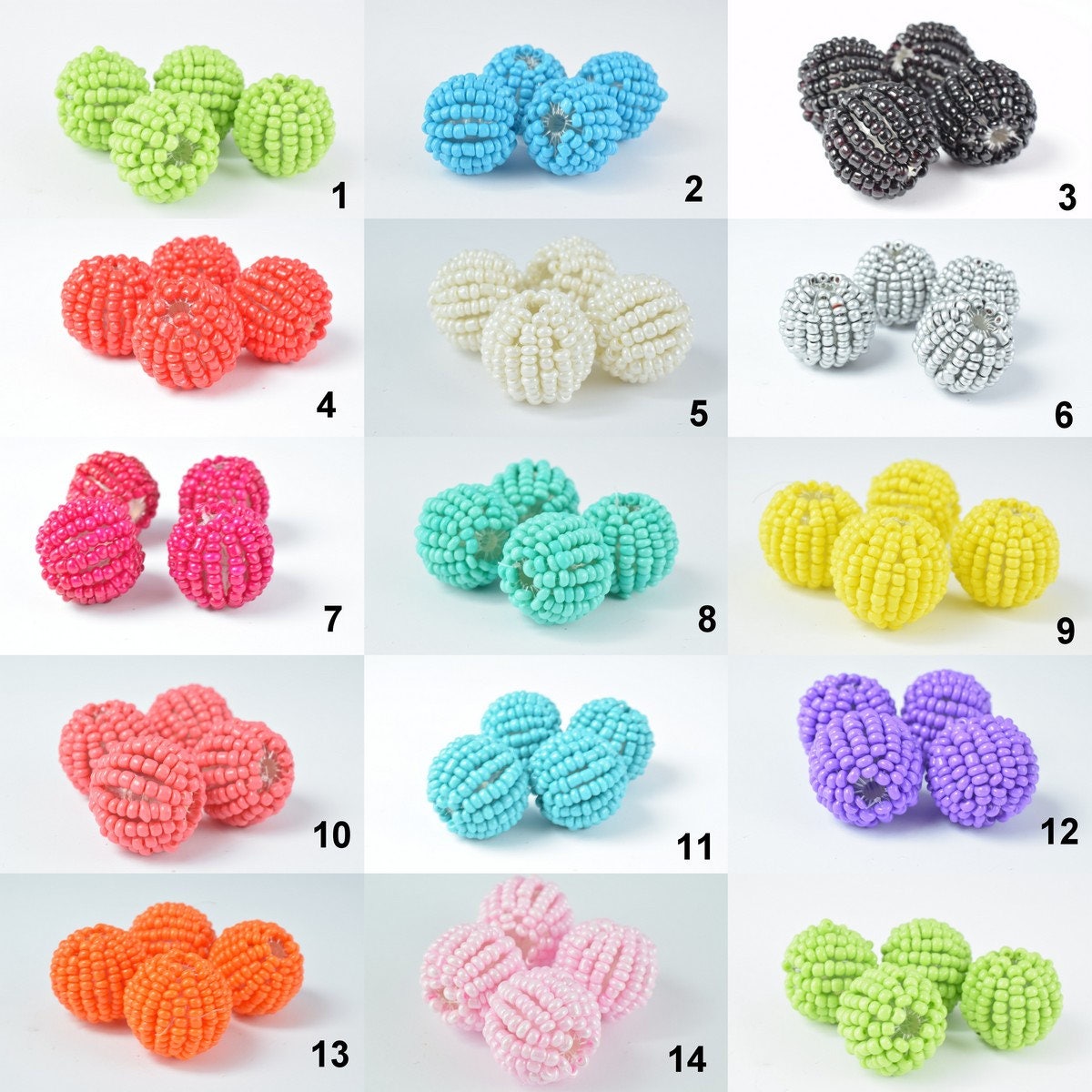 Seed Beads Bon Bon Round Ball Beads, Wrapped Beads, Decorative Beads, Handmade Bead, DIY Craft, 14 Colors 3 Sizes,