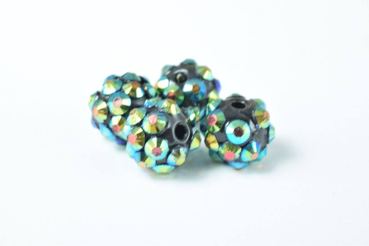 10x8mm Rhinestone Resin Beads, Shamballa, Round Ball Beads, for Macrame Bracelet, Basketball wives Earring 10 Colors set of 10 or 20 PCs