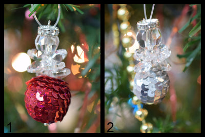 92mm Red/Silver Handmade Crystal ClearSequin Bead Angel Christmas Ornament/Wholesale Christmas Ornaments/Crystal Suncatcher/Angel Suncatcher