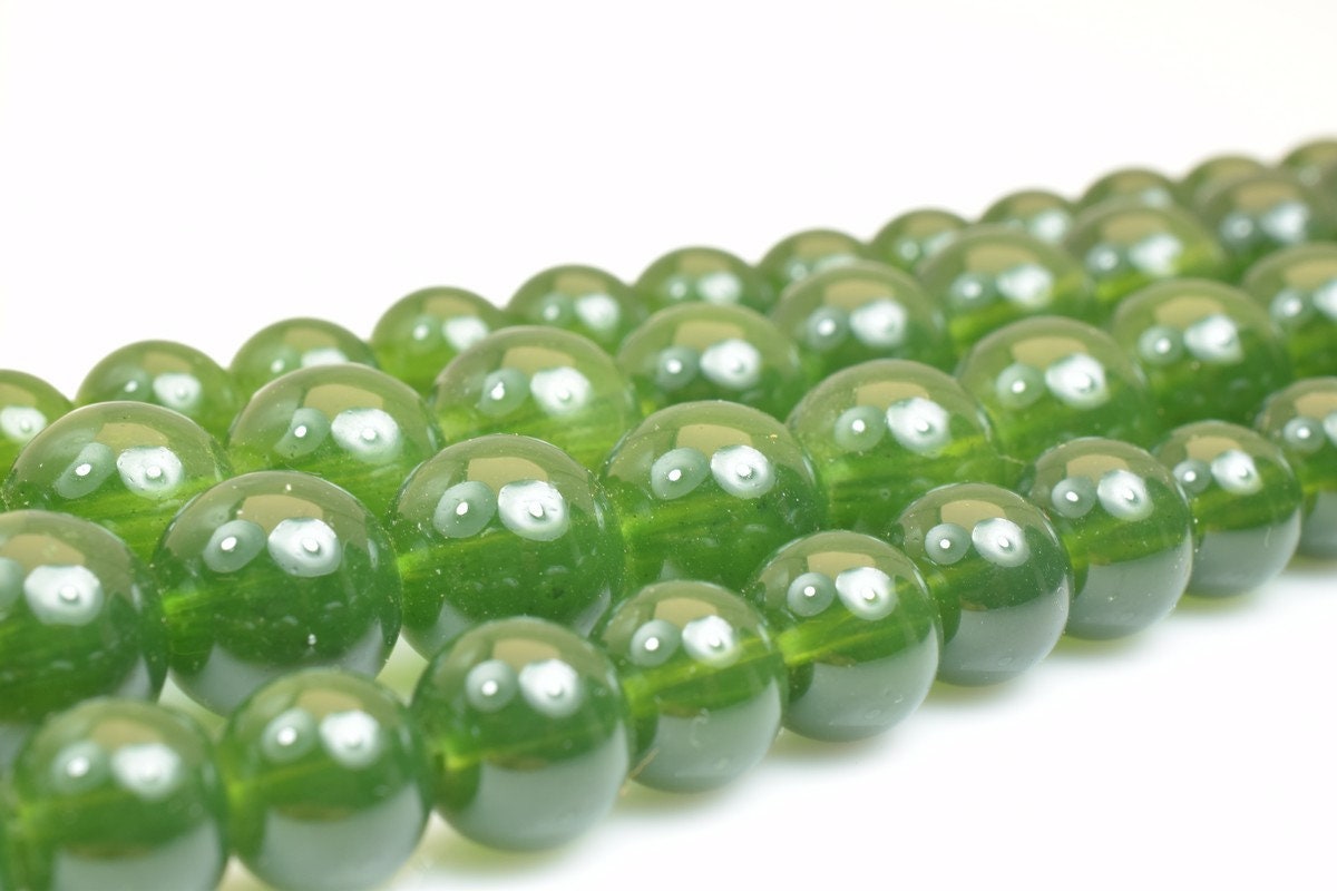 Green Color Glass Beads Round 8mm/10mm Shine Round Beads For Jewelry Making Item #A