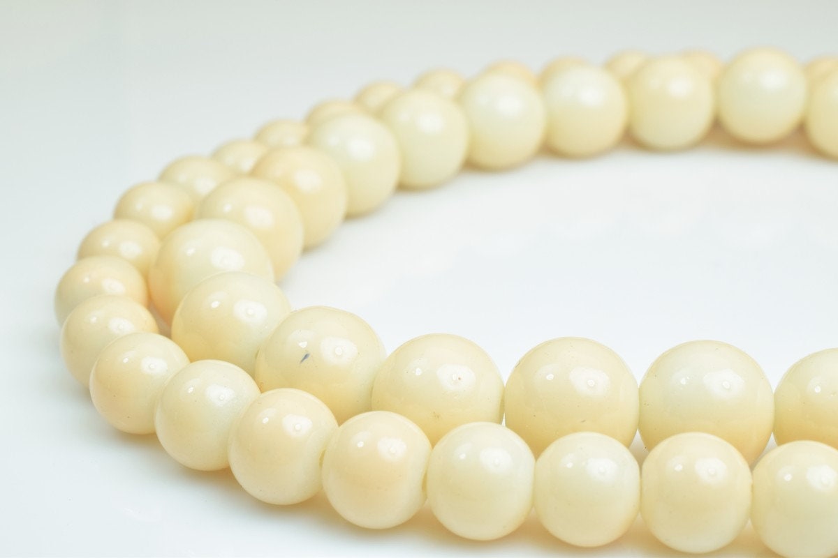 Milky Creamy Glass Beads Round 8mm/10mm Shine Round Beads For Jewelry Making Item#C