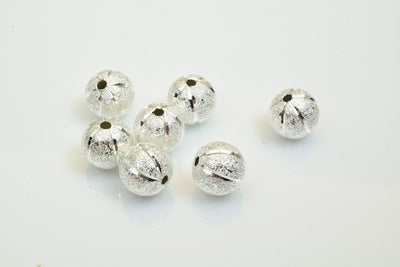 100 PCs Silver Plated Carved Round Beads 8mm/10mm Diamond Cut Watermelon Ball