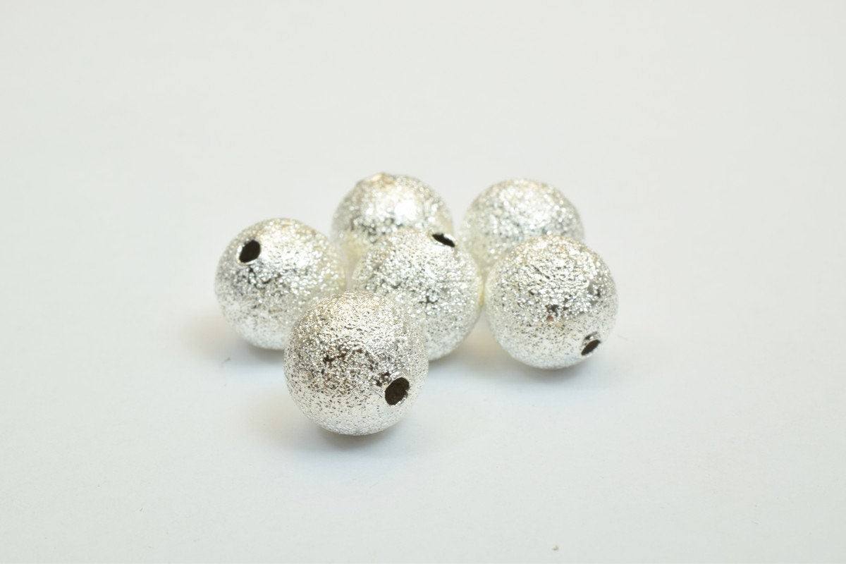 100 PCs Silver Plated Carved Round Beads 6mm/8mm/10mm Stardust Beads Diamond Cut