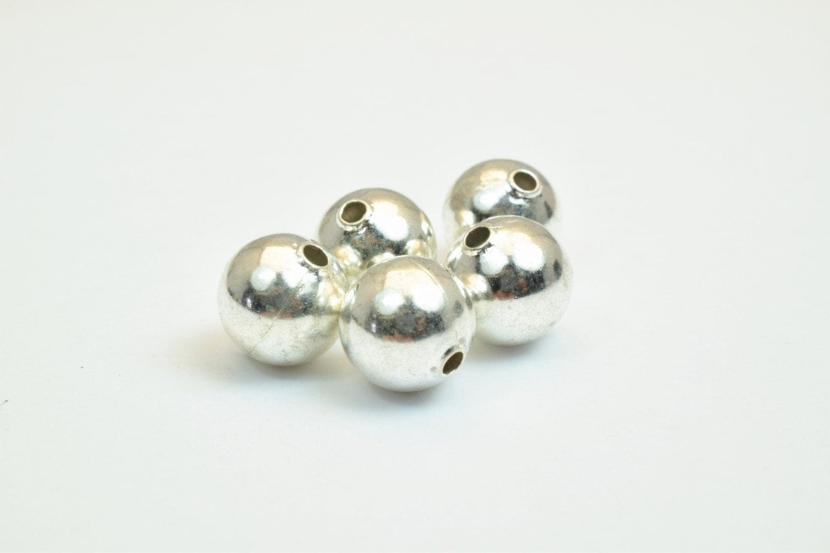 100 PCs Silver Plated Plain Round Beads 8mm/10mm Hole Size 1.5mm For Jewelry Making