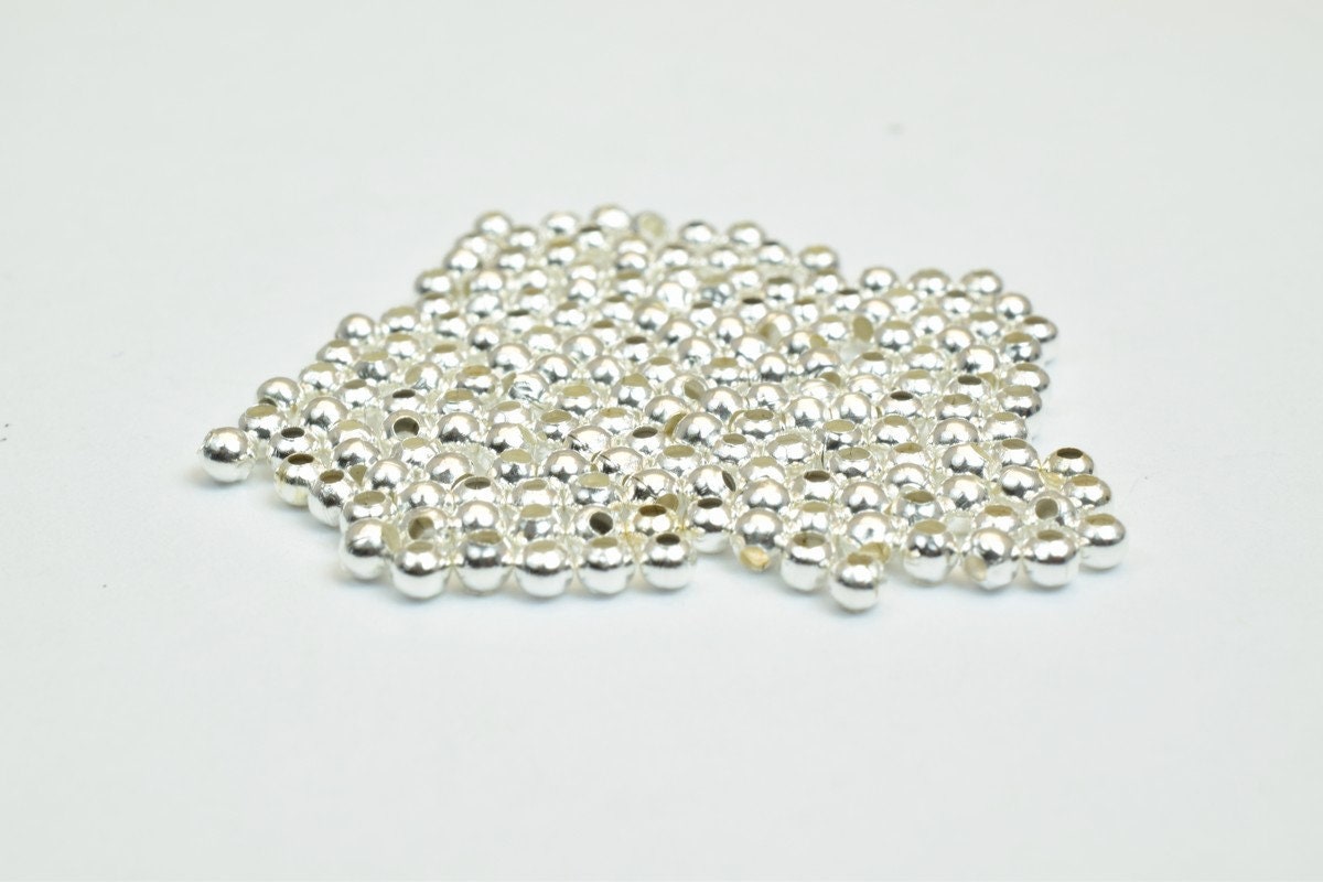 600 PCs Silver Plated or Nickel Plated Plain Round Beads 2mm Hole Size 0.8mm to 1mm For Jewelry Making