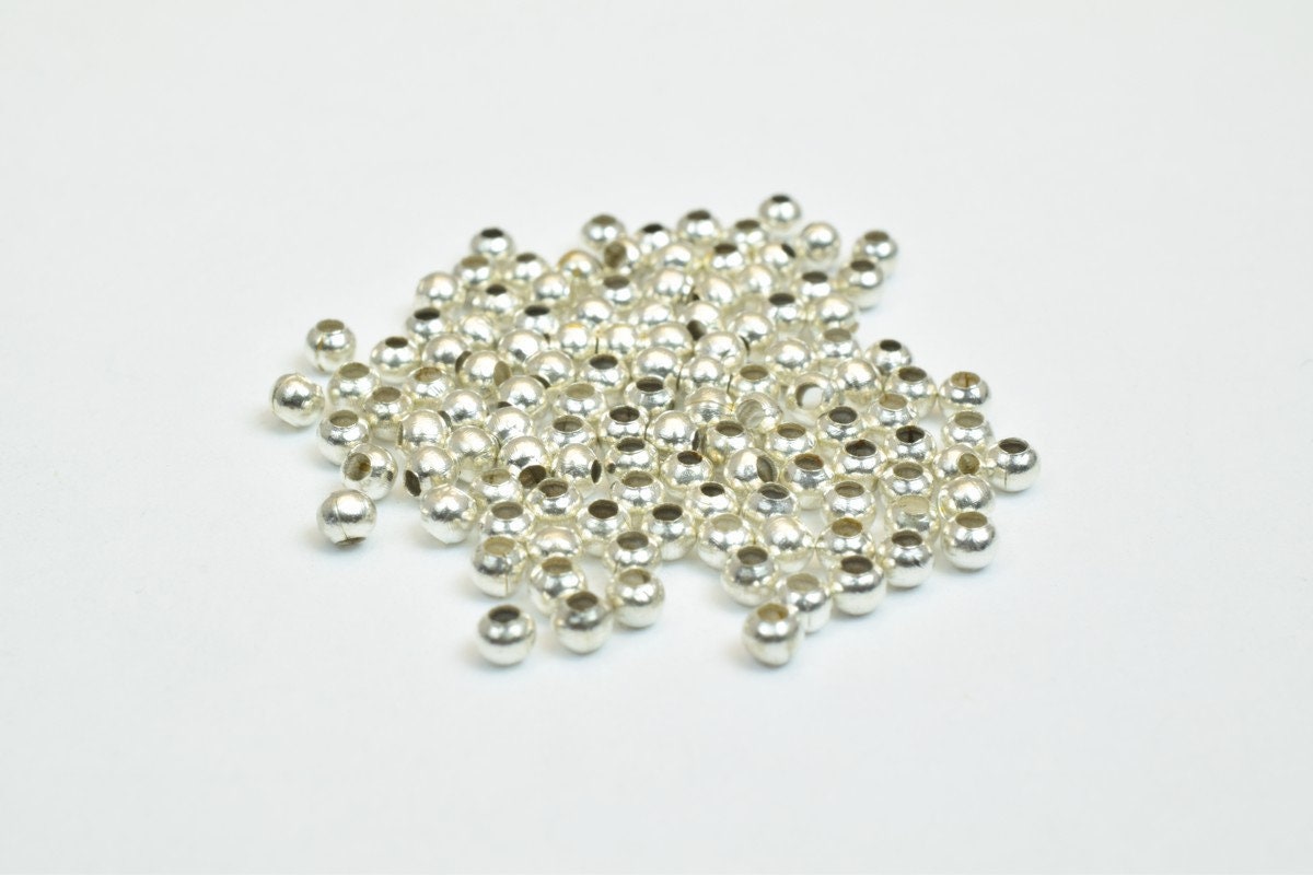 600 PCs Silver Plated or Nickel Plated Plain Round Beads 2mm Hole Size 0.8mm to 1mm For Jewelry Making